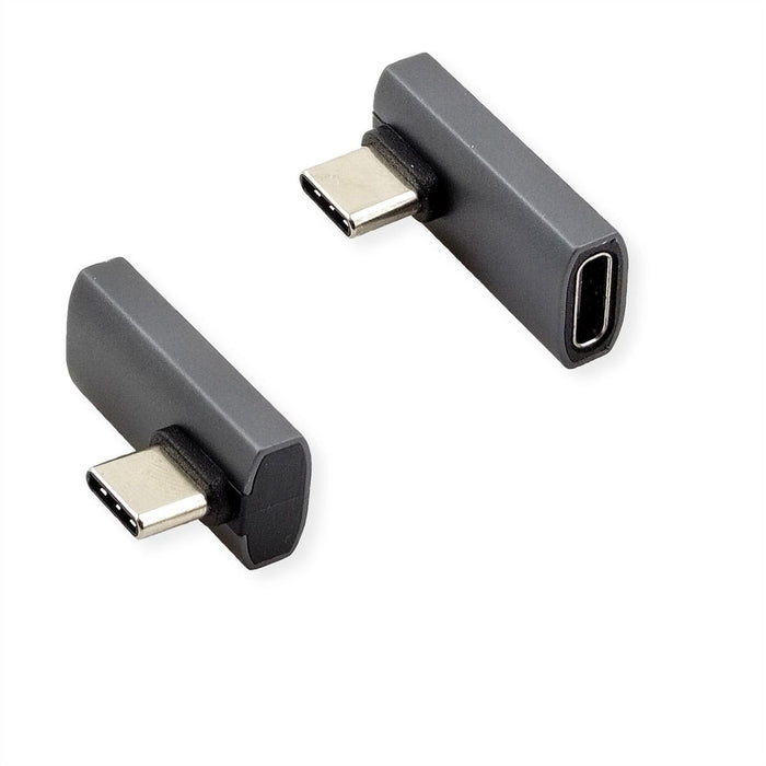 Roline Usb4 Gen 3x2 Adapter Typ C St Bu, Aluminium, 90, Gedreht, Silberfarben