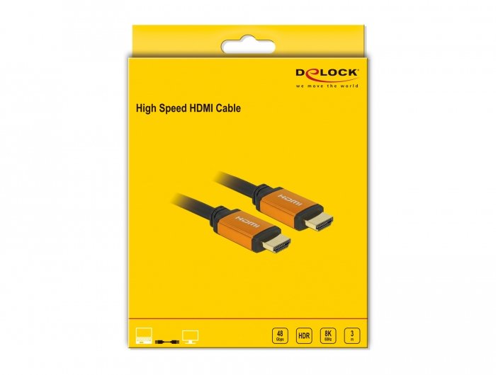 Cable Delock 86987 Hdmi 3 M Hdmi Tipo A (Estándar) Negro, Amarillodelock 86987 X Hdmi 3 M Hdmi Tipo A (Estándar) Negro, Amarillo