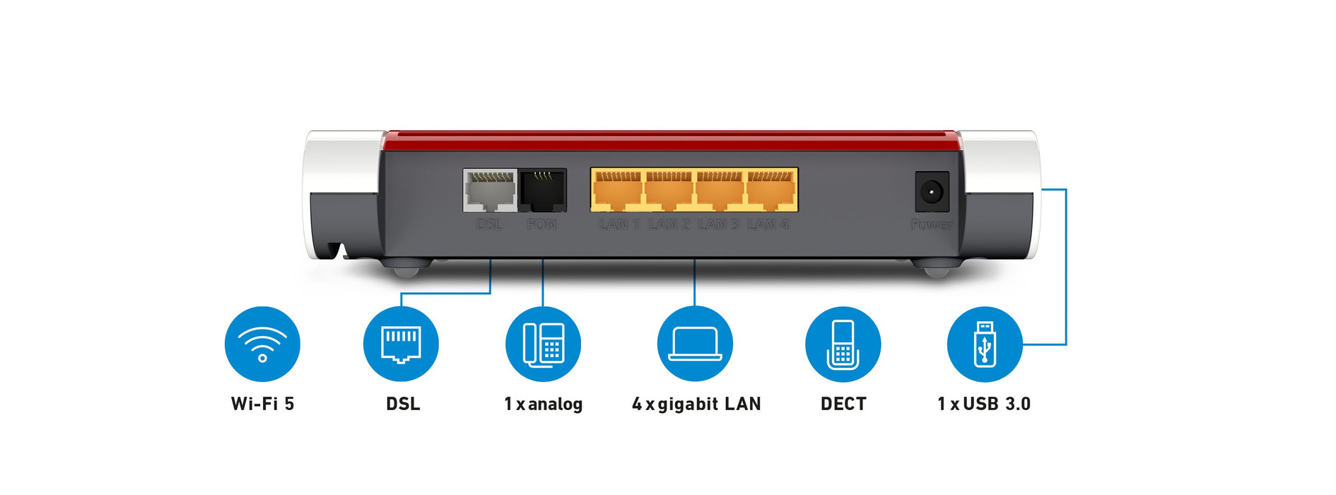 EAN 4023125028458 - Box FRITZ! 7530 INT router inalámbrico Gigabit Ethernet Doble banda (2,4 GHz / 5 GHz) Blanco imagen 4