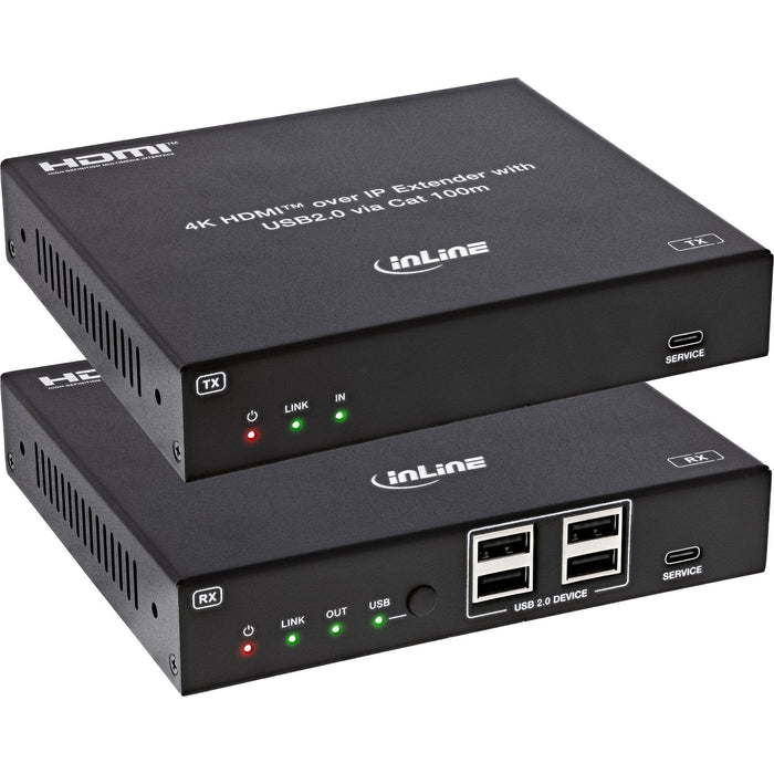 Kvm Extender Sobre Ip, Hdmi, 4k60hz, 4 Usb 2.0,100m, Set Inline
