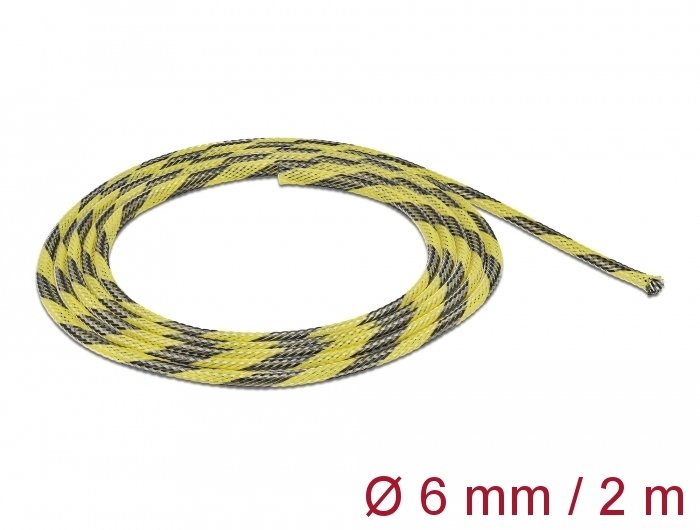 Delock Funda Trenzada Expandible 2 Mx 6 Mm Negro-Amarillo