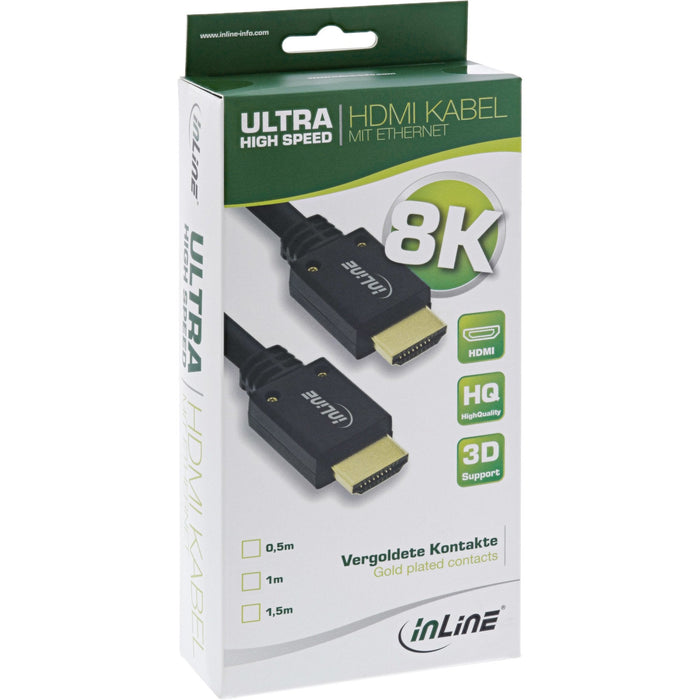 Cable Hdmi Ultra Inline M/M 8k4k, 3 M Negro