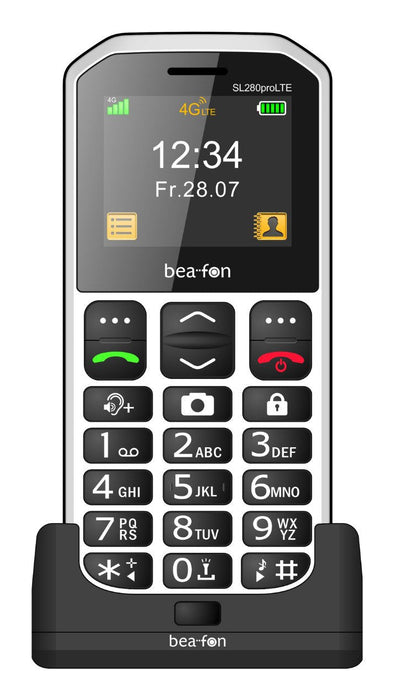Beafon Sl280pro Lte - 4g, Plateado Line, Móvil Con Teclas Grandes, Negro-Blanco