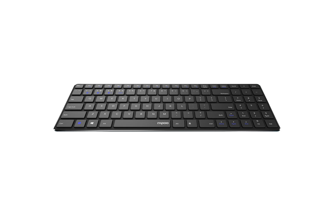 Teclado Rapoo Wireless Y Bluetooth E9100m Portugues 2.4ghz Bt 3.0 4.0 DiseãO Ultrafino Negro