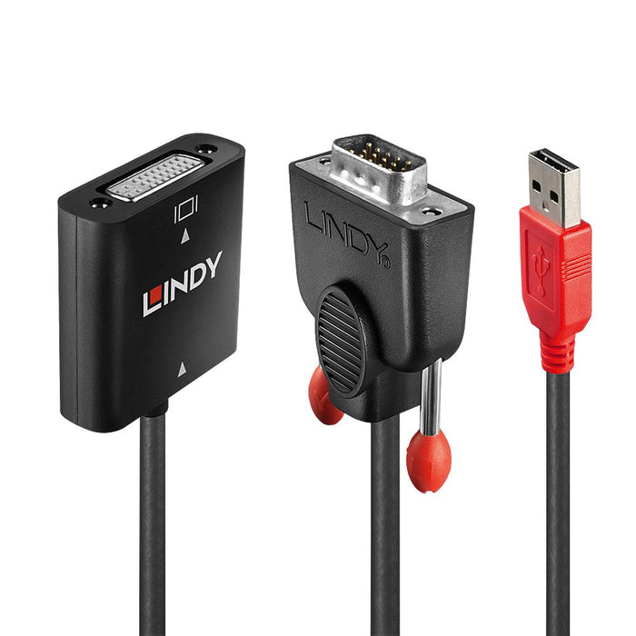 EAN 4002888381840 - Lindy 38184 adaptador de cable de vídeo 0,2 m DVI-D VGA (D-Sub) + USB Negro, Naranja imagen 1