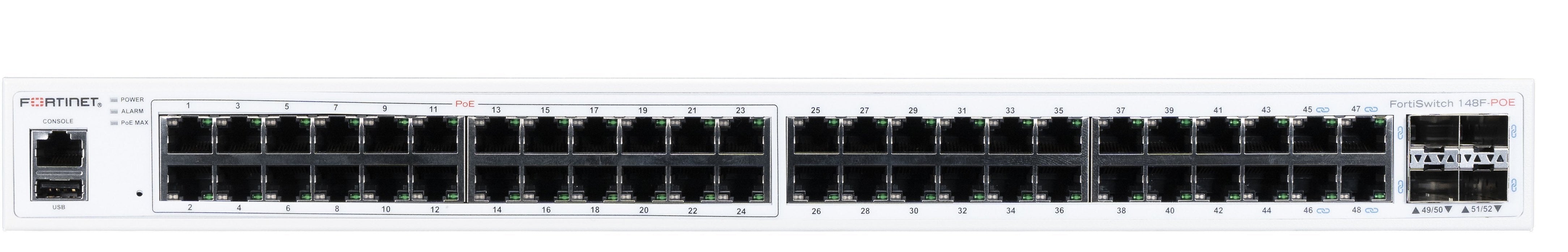 Fortiswitch 148f-Poe, L2+ Management Switch With 48x Ge Port + 4x Sfp+ Port + 1x Rj45 Console.