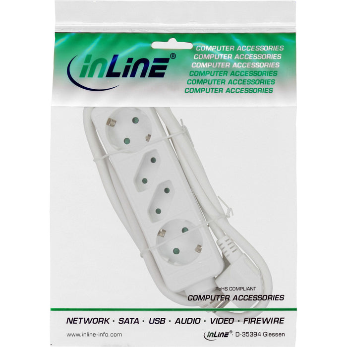 Inline Regleta 4 Tomas 2x Tipo F + 2x Euro Con Seguridad Para Niños Blanco 3m