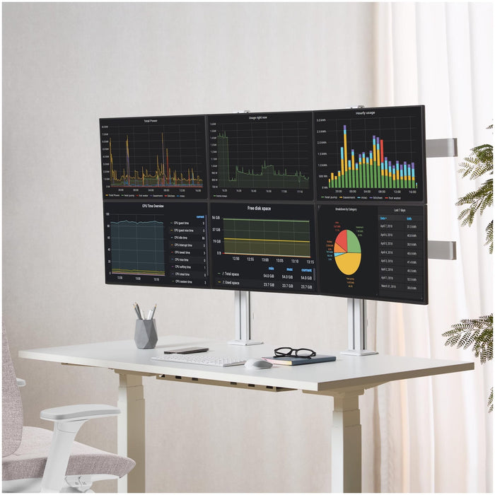 Startech.Com Six-Monitor Desk Mount W  Crossbar, Up To 32 In Screens 17.6lb - Befestigungskit - Für 6 Lcd-Displays - Säule, Dual