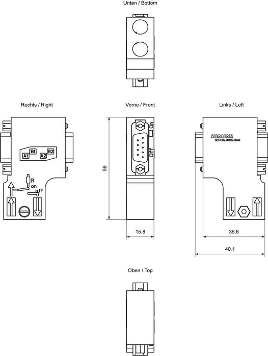 Siemens 6es7972-0bb52-0xa0 Cambiador De Género Para Cable