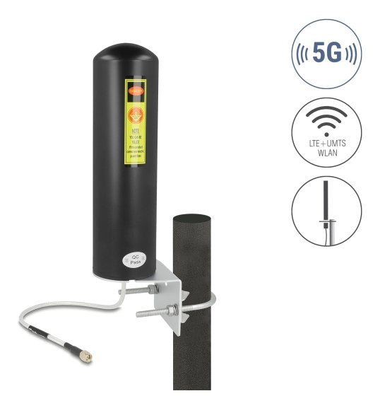 Delock 5g Lte Antenne Sma Stecker 3 - 5 Dbi Starr Omnidirektional Wand- Und Mastmontage Outdoor Schwarz