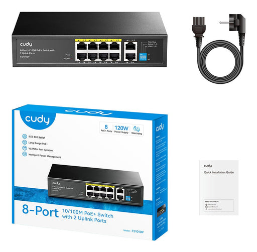 EAN 6971690790974 - Cudy FS1010P switch No administrado Fast Ethernet (10/100) Energía sobre Ethernet (PoE) Negro imagen 2