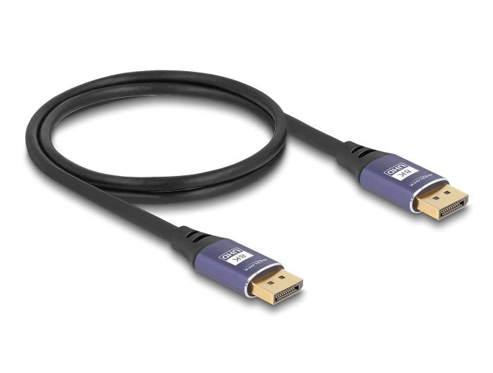 Delock 80600 Cable Displayport 8k 60 Hz 1 M Metal Lila