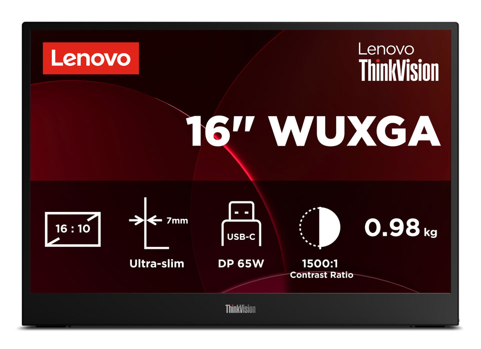 EAN 0199273686575 - Lenovo ThinkVision M16 pantalla para PC 40,6 cm (16") 1920 x 1200 Pixeles WUXGA LCD Negro imagen 13