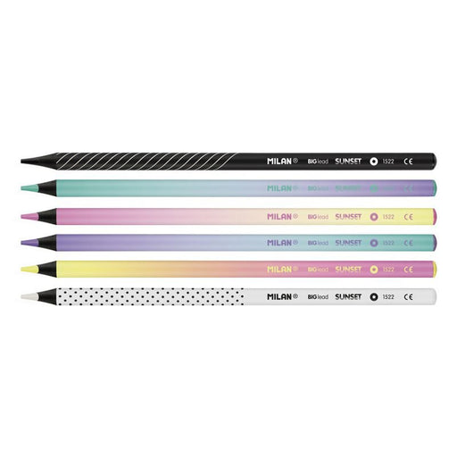 EAN 8411574086369 - Milan 071522206 lápiz de color Negro, Verde, Lila, Rosa, Blanco, Amarillo 6 pieza(s) imagen 2