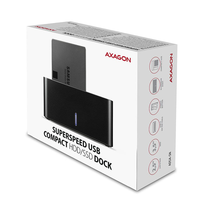 EAN 8595247905383 - Axagon ADSA-SN base de conexión para disco duro USB 3.2 Gen 1 (3.1 Gen 1) Type-A Negro imagen 11