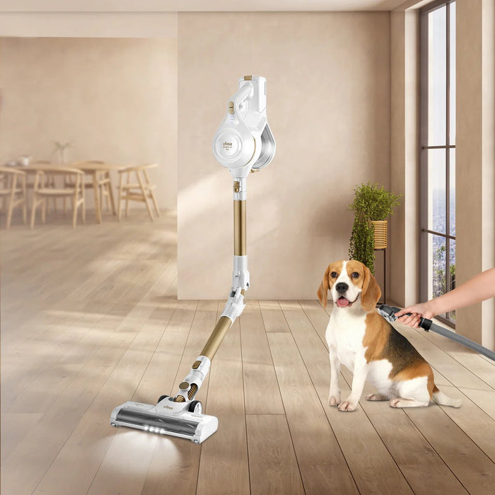 EAN 8422160059858 - Ufesa U3 Digital Pet Aspiradora escoba 2 en 1 Batería Secar Sin bolsa 0,8 L Oro, Blanco 2,2 Ah imagen 2