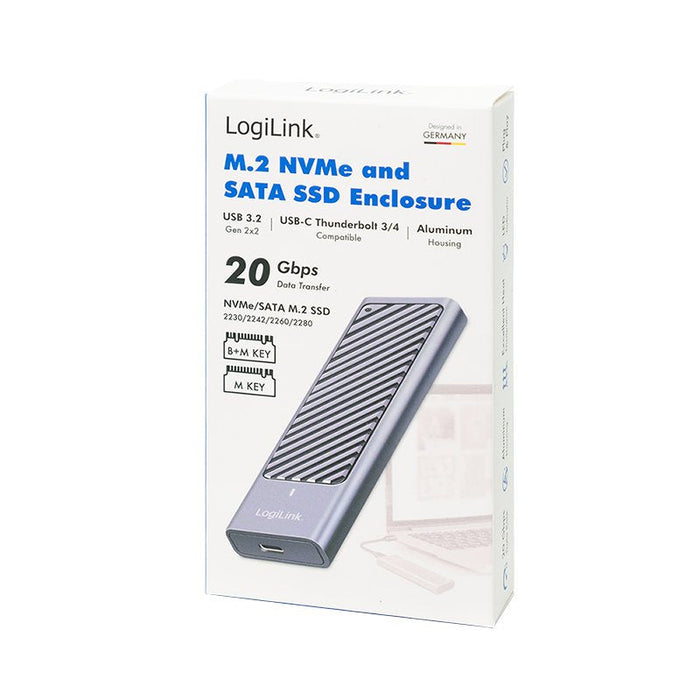 Usb 3.2 Gen2x2 (20gbps) Ssd Enclosure Usb-C To Pcie Nvme Sata