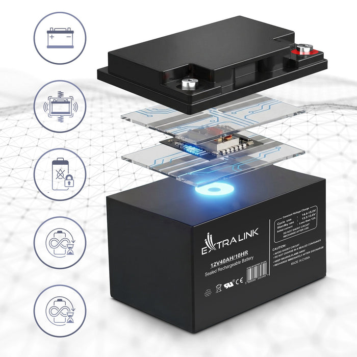 Extralink Akumulator Battery Accumulator 12v 40ah - Batterie - 40.000 Mah Sealed Lead Acid (Vrla) 13.5 V 12 Ah