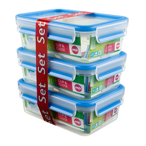 EAN 4009049303284 - EMSA 508558 recipiente de almacenar comida Rectangular Caja 1 L Azul, Transparente 3 pieza(s) imagen 1