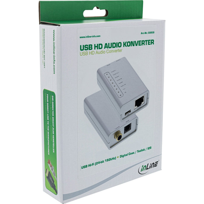 Adaptador De Audio Usb Inline Hd De 24 Bits 192 Khz A Convertidor Digital Coaxial / Toslink / I2s
