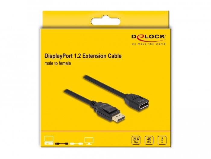 Delock Displayport 1.2 Verlngerungscable 4k 60hz 3m