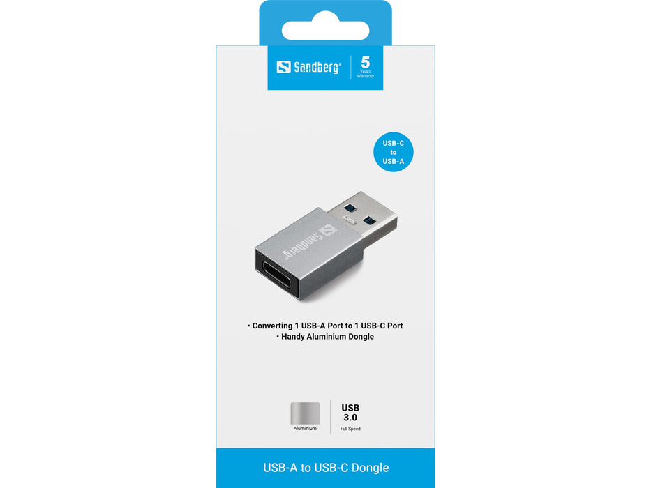 EAN 5705730136467 - Sandberg 136-46 cambiador de género para cable USB-A USB-C Aluminio imagen 2