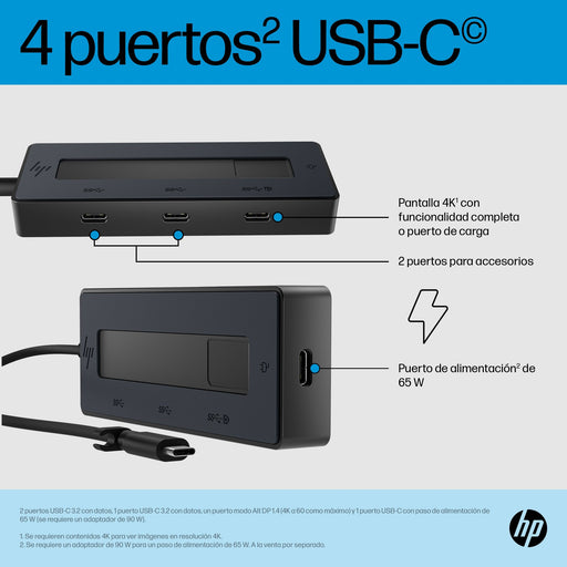EAN 0196548907007 - HP 4K USB-C Multiport Hub USB Tipo C 10000 Mbit/s Negro imagen 2