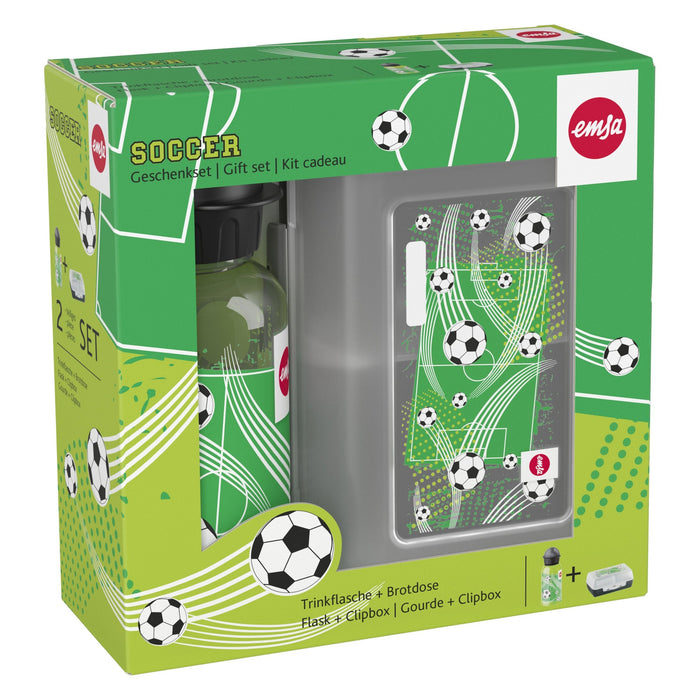 Emsa Kinder Set Trinkflasche 0,4l Brotdose Fussball 518140