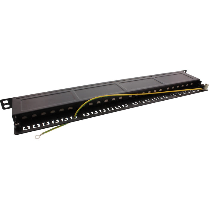 Patch Panel Inline 19" Cat.6a 24 Puertos 0.5u Negro Ral 9005