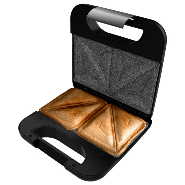 Sandwichera Cecotec Rock'Ntoast Classic +. 800 W, 2 Sándwiches Con Acabados En Acero Inoxidable, Placas Triangulares Con Revestimiento Antiadherente, Libre De Pfoa, Asa Tacto Frío