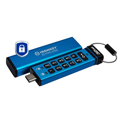 EAN 0740617336634 - Kingston Technology IronKey Keypad 200 unidad flash USB USB Tipo C 3.2 Gen 1 (3.1 Gen 1) Azul imagen 2