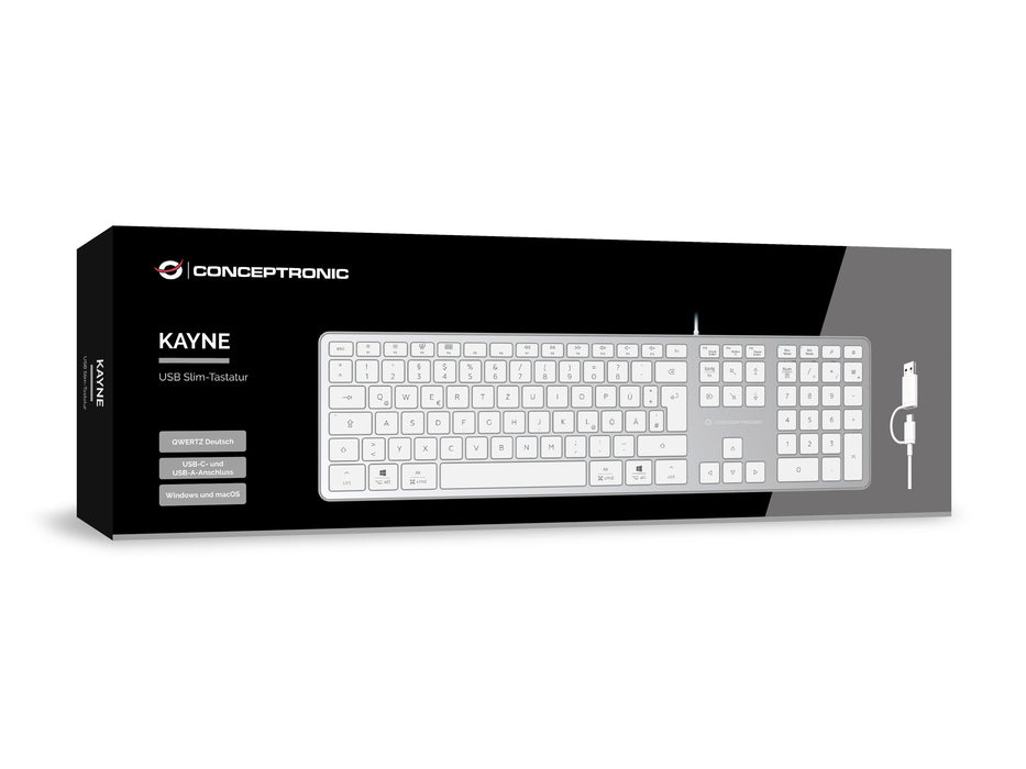Conceptronic Usb Teclado Slim Usb-A/Usb-C Layout De Ws