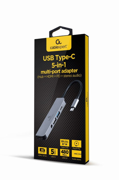 EAN 8716309124256 - Gembird A-CM-COMBO5-02 base para portátil y replicador de puertos Alámbrico USB 3.2 Gen 1 (3.1 Gen 1) Typ imagen 1