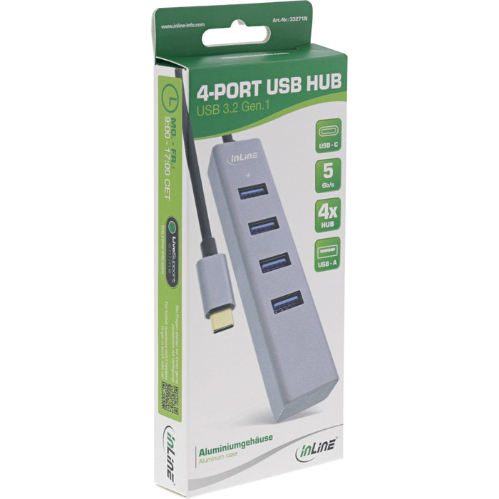 Hub Inline Usb 3.2 Gen.1 Tipo C (4x Usb-A 5gbps), Otg, Caja De Metal
