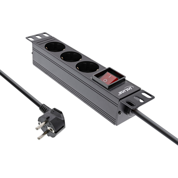 Regleta Pdu Inline De 10", Enchufe Protector De 3 Puertos, Con Interruptor, 2 M, Negro