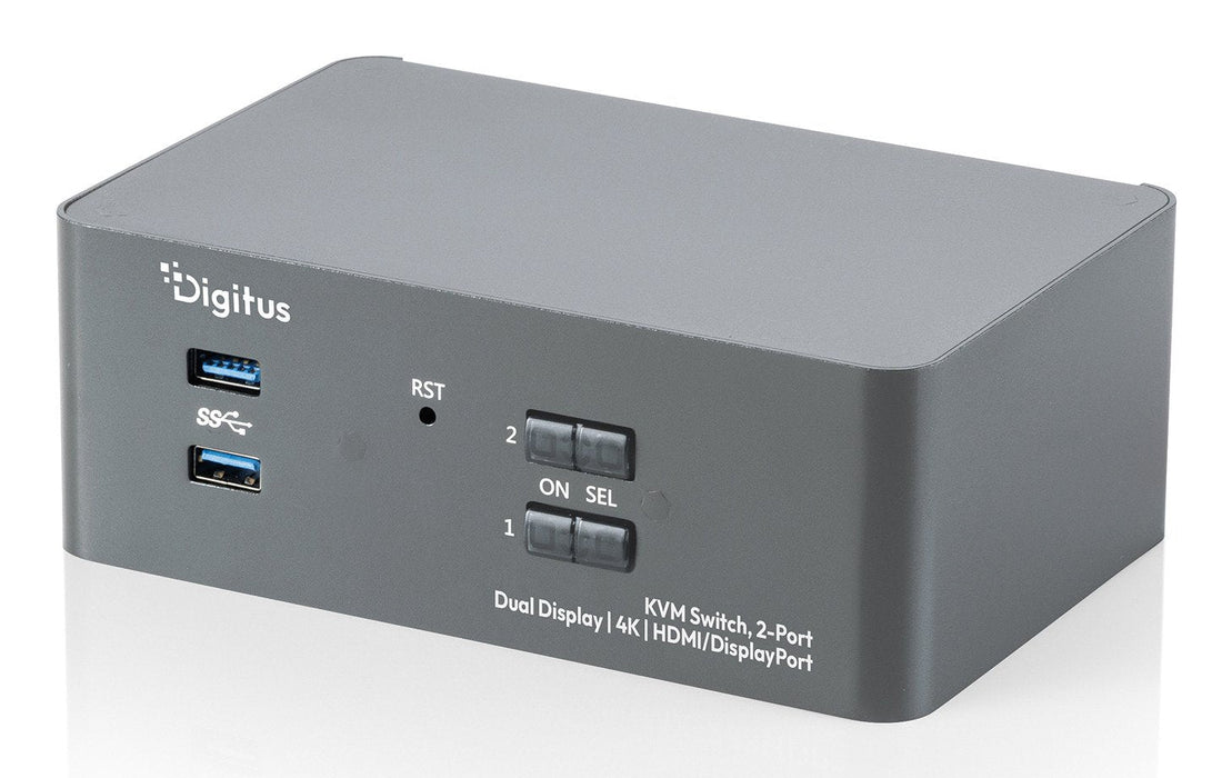Digitus Kvm Switch, 2-Port, Dual-Display 4k,Display / Hdmi
