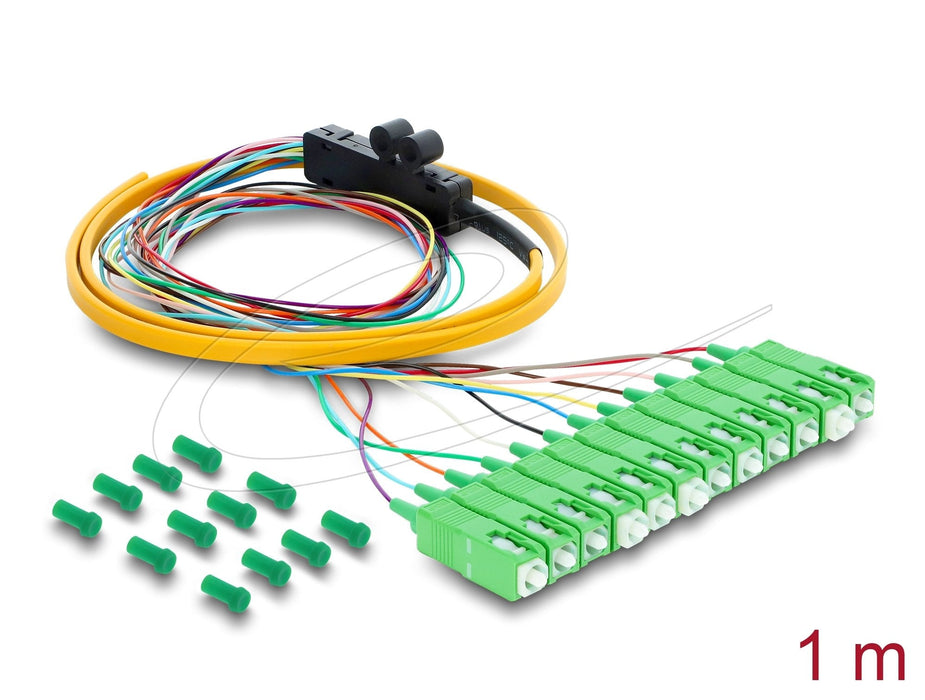 Delock Lwl Pigtail Fanout Cable 12 X Sc-Apc Simplex Stecker Zu 12 X Offenes Cableende 1 M