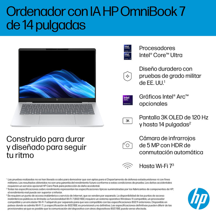 EAN 199251188053 - HP OmniBook 7 AI 14-fr0016ns Intel Core Ultra 7 255H Portátil 35,6 cm (14") 2K 32 GB LPDDR5-SDRAM 1 TB SSD imagen 11