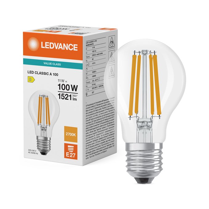 Osram Led Classic A 100 Filament P 11w 827 Clear E27 Led-Lampen, Klassische Kolben