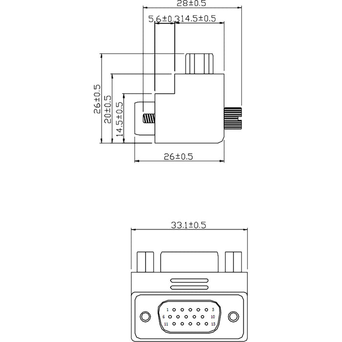 Adaptador Inline Vga 90° 15 Pines Macho A Hembra