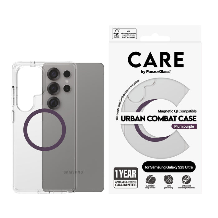 EAN 5715685016998 - PanzerGlass CARE™ by ® Urban Combat Case Transparent w. Plum Purple Qi Compatible Samsung Galaxy S25 Ultr imagen 2