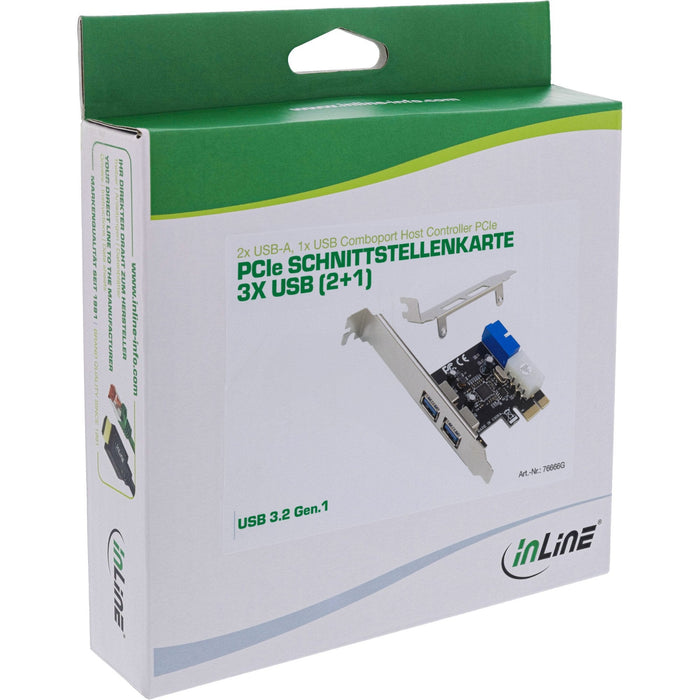 Inline® 2+2ports Usb 3.2 Gen.1 Host Controller, Pcie, W/Sata Power + Lp Bracket