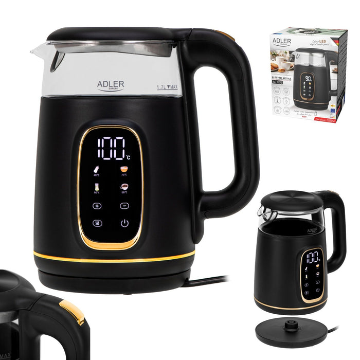 EAN 5905575907806 - Adler D 1305 BG tetera eléctrica 1,7 L 2200 W Negro, Transparente, Oro imagen 12