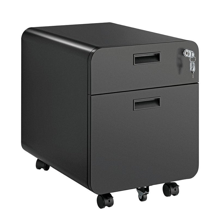 Mobile File Cabinet, 2-Drawer, W Lock, Negro
