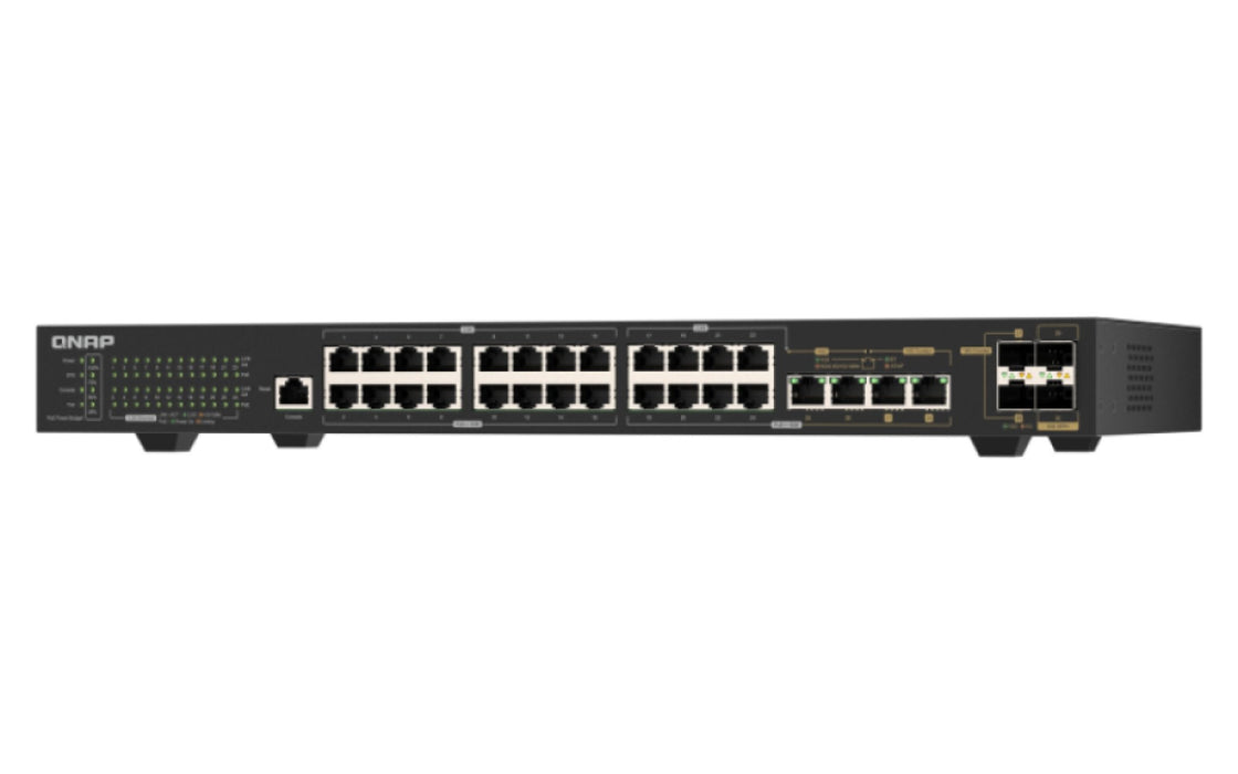 Qnap Qsw-M2130p-2c2s26t, Managed, L2, 2.5g Ethernet (100/1000/2500), Power Over Ethernet (Poe), Montaje En Rack, 1u