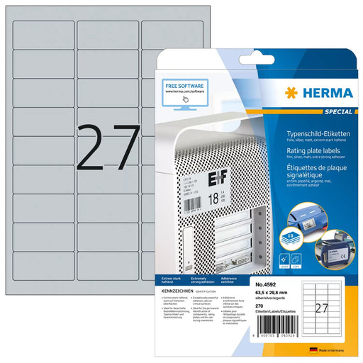 EAN 4008705045926 - HERMA 4592 etiqueta autoadhesiva Rectángulo redondeado Plata 270 pieza(s) imagen 1