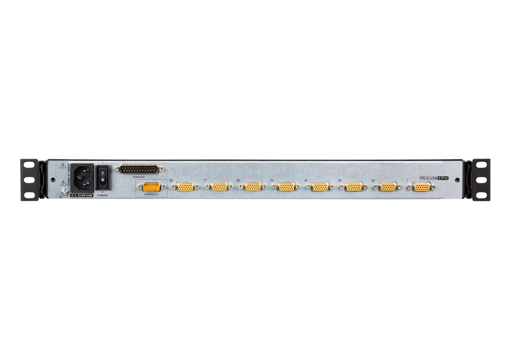 Consola Lcd Dual Rail Con Switch Kvm Integrado Vga Ps/2-Usb De 8 Puertos (Teclado Ingles Usa)