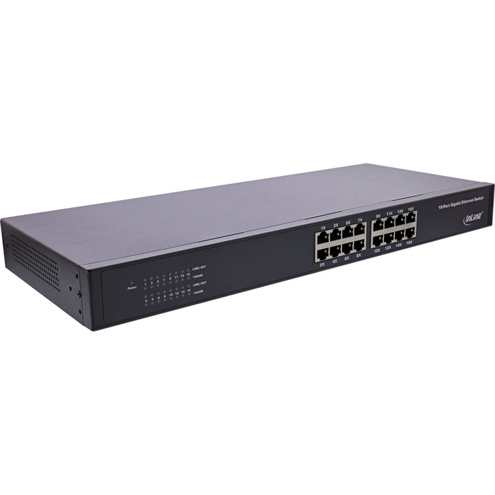 Switch De Red Gigabit Inline De 16 Puertos, 1 Gbit/S, 48,26 Cm (19"), Metal, Sin Ventilador