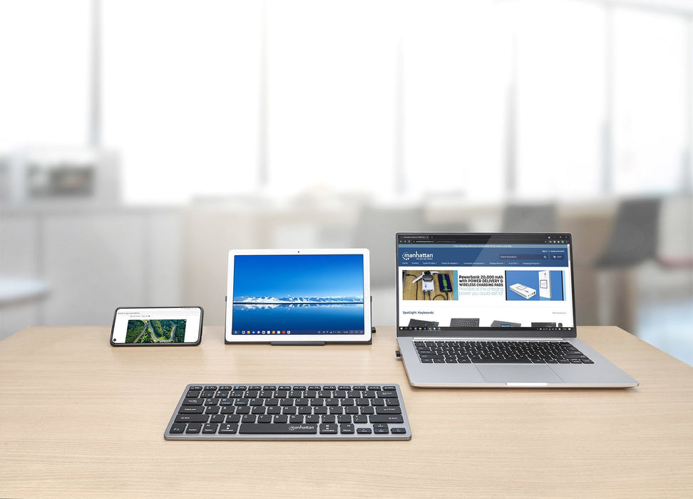 EAN 0766623180559 - Manhattan 180559 teclado Oficina RF Wireless + Bluetooth QWERTZ Alemán Negro, Gris imagen 5
