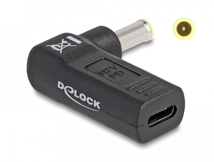 Delock Adapter Für Notebook Ladecable Usb Type-C Buchse Zu Samsung 5,5 X 3,0 Mm Stecker 90° Gewinkelt